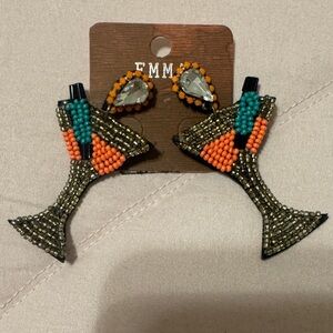 Beaded Cocktail Glass Earrings